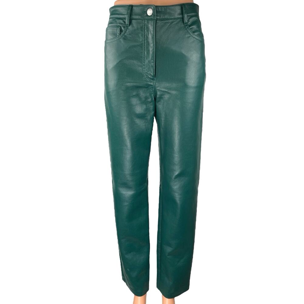 Aritzia Wilfred The Melina Faux Leather Green Women's Straight Casual Pants 4